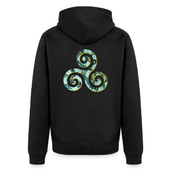 keltisches symbol 1 triskele e 241 - Unisex Premium Bio Zip Hoodie - Schwarz - Hinten - Nico (187cm)