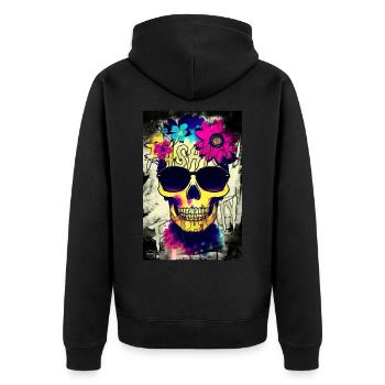 FASHION FATALITY 7 von Yume Origins - Unisex Premium Bio Zip Hoodie - Schwarz - Hinten - Nico (187cm)