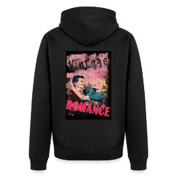 VINTAGE ROMANCE 2 von Yume Origins - Unisex Premium Bio Zip Hoodie - Schwarz - Hinten - Nico (187cm)