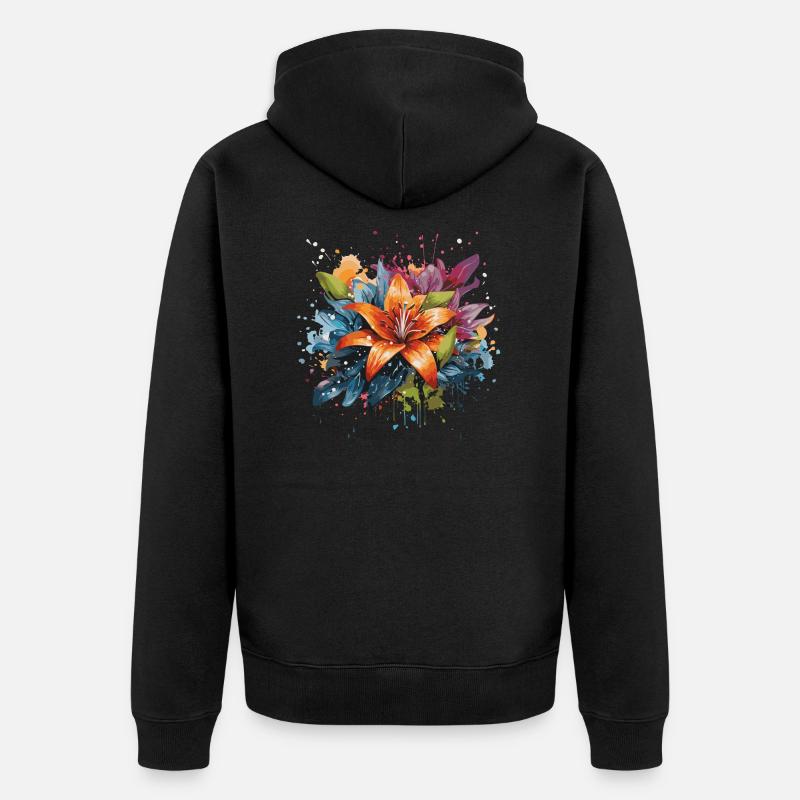 Lys arc-en-ciel - Veste à capuche bio Premium Unisexe - noir