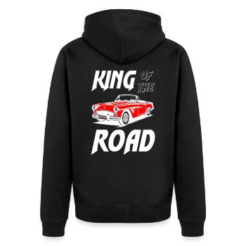 King of he Road Classic Car - Unisex Premium Bio Zip Hoodie - Schwarz - Hinten - Nico (187cm)