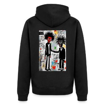 Urban Love: Art Pop - Unisex Premium Bio Zip Hoodie - Schwarz - Hinten - Nico (187cm)