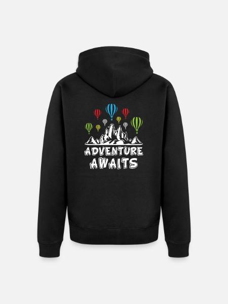 Adventure Awaits Air Balloons - Unisex Premium Bio Zip Hoodie - Schwarz