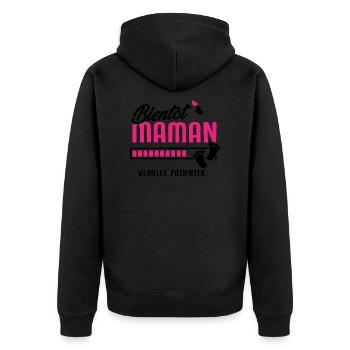 bientôt maman veuillez patienter - Veste à capuche bio Premium Unisexe - noir - Dos - Nico (187cm)