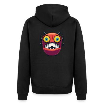 Cyberpunk Monter - Unisex Premium Organic Zip Hoodie - black - Back - Nico (187cm)