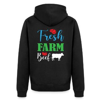 Fresh Farm Beef - Unisex Premium Bio Zip Hoodie - Schwarz - Hinten - Nico (187cm)