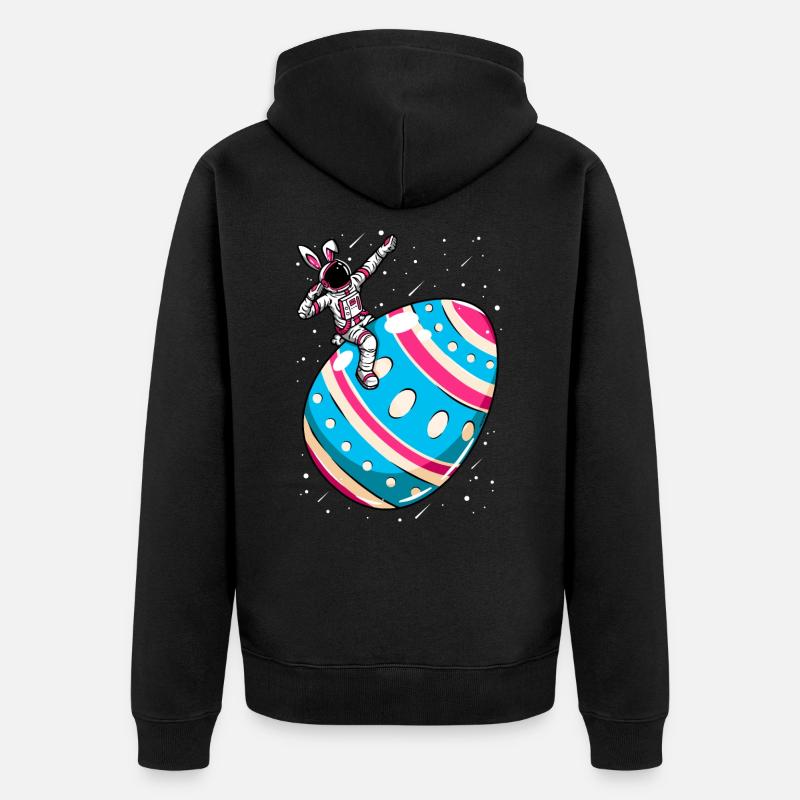 Astronaut - space easter egg - Unisex Premium Organic Zip Hoodie - black