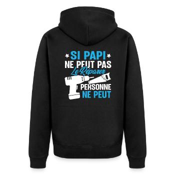 Si Papi ne peut pas le Réparer personne ne peut - Veste à capuche bio Premium Unisexe - noir - Dos - Nico (187cm)