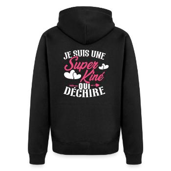 Je suis une Super kiné qui déchire - Veste à capuche bio Premium Unisexe - noir - Dos - Nico (187cm)