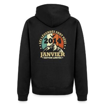 Les légendes sont nées en Janvier 2014 Vintage - Veste à capuche bio Premium Unisexe - noir - Dos - Nico (187cm)