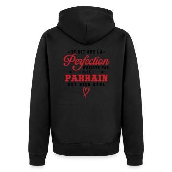 On dit que la perfection n'existe pas mais parrain - Veste à capuche bio Premium Unisexe - noir - Dos - Nico (187cm)