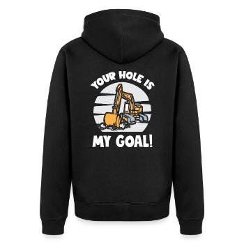 Your Hole Is My Goal Excavator - Unisex Premium Organic Zip Hoodie - black - Back - Nico (187cm)