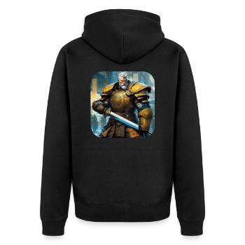 Proud Warrior - Unisex Premium Organic Zip Hoodie - black - Back - Nico (187cm)