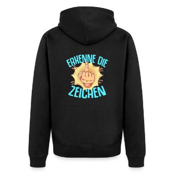 Mittelfinger Skelett Hand Funshirt Stinkefinger - Unisex Premium Bio Zip Hoodie - Schwarz - Hinten - Nico (187cm)