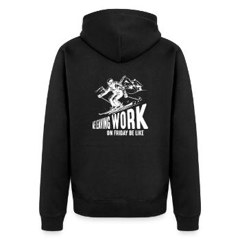 Leaving Work on Friday, Skiing, Slope, Downhill - Unisex Premium Organic Zip Hoodie - black - Back - Nico (187cm)