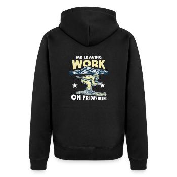 Leaving Work on Friday, Skiing, Downhill, Alps - Unisex Premium Organic Zip Hoodie - black - Back - Nico (187cm)