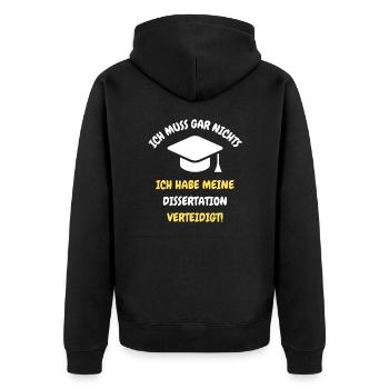 Dissertation, Doktorarbeit, Doktortitel, Promotion - Unisex Premium Bio Zip Hoodie - Schwarz - Hinten - Nico (187cm)