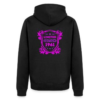 1961 - Unisex Premium Organic Zip Hoodie - black - Back - Nico (187cm)