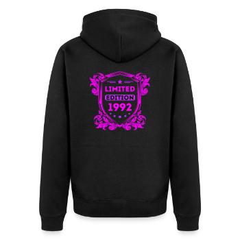 1992 - Unisex Premium Bio Zip Hoodie - Schwarz - Hinten - Nico (187cm)