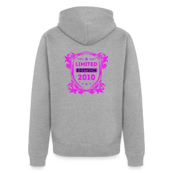 2010 - Unisex Premium Bio Zip Hoodie - Grau meliert - Hinten - Nico (187cm)
