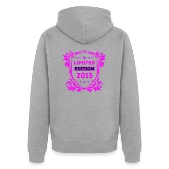 2015 - Unisex Premium Organic Zip Hoodie - heather grey - Back - Nico (187cm)
