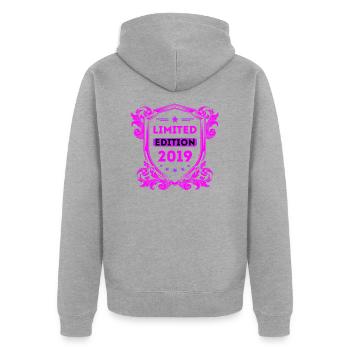 2019 - Unisex Premium Bio Zip Hoodie - Grau meliert - Hinten - Nico (187cm)