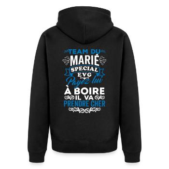 Team gepflegter Junggesellenabschied - Unisex Premium Bio Zip Hoodie - Schwarz - Hinten - Nico (187cm)