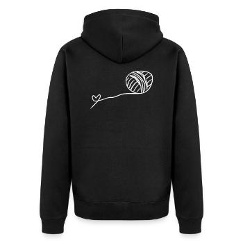 wool heart line symbol thread love - Unisex Premium Organic Zip Hoodie - black - Back - Nico (187cm)