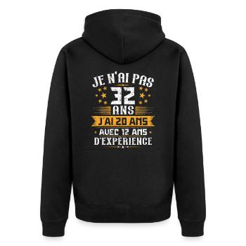 Je n'ai pas 32 ans, Cadeau d'anniversaire 32 ans - Veste à capuche bio Premium Unisexe - noir - Dos - Nico (187cm)