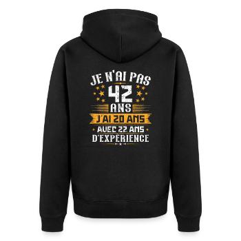 Je n'ai pas 42 ans, Cadeau d'anniversaire 42 ans - Veste à capuche bio Premium Unisexe - noir - Dos - Nico (187cm)