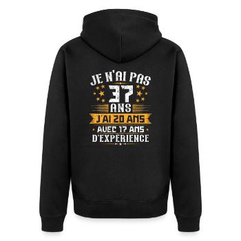 Je n'ai pas 37 ans, Cadeau d'anniversaire 37 ans - Veste à capuche bio Premium Unisexe - noir - Dos - Nico (187cm)