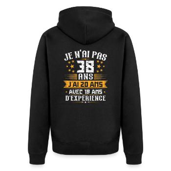 Je n'ai pas 38 ans, Cadeau d'anniversaire 38 ans - Veste à capuche bio Premium Unisexe - noir - Dos - Nico (187cm)