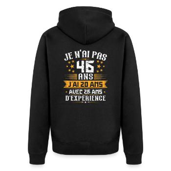 Je n'ai pas 46 ans, Cadeau d'anniversaire 46 ans - Veste à capuche bio Premium Unisexe - noir - Dos - Nico (187cm)