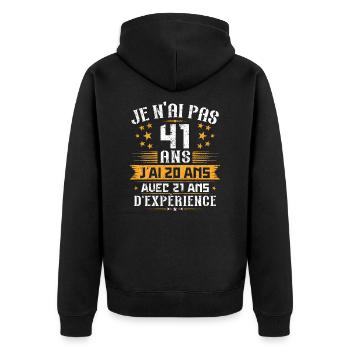 Je n'ai pas 41 ans, Cadeau d'anniversaire 41 ans - Veste à capuche bio Premium Unisexe - noir - Dos - Nico (187cm)
