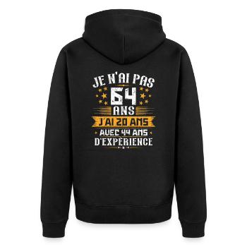 Je n'ai pas 64 ans, Cadeau d'anniversaire 64 ans - Veste à capuche bio Premium Unisexe - noir - Dos - Nico (187cm)