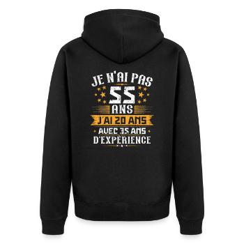Je n'ai pas 75 ans, Cadeau d'anniversaire 75 ans - Veste à capuche bio Premium Unisexe - noir - Dos - Nico (187cm)