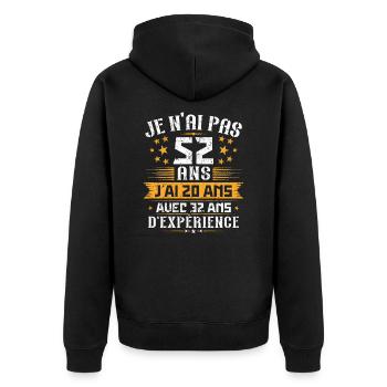 Je n'ai pas 52 ans, Cadeau d'anniversaire 52 ans - Veste à capuche bio Premium Unisexe - noir - Dos - Nico (187cm)