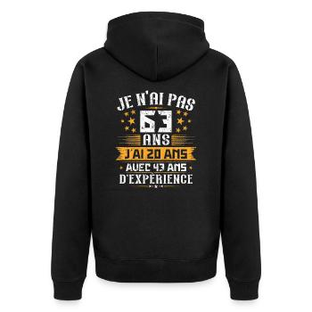 Je n'ai pas 83 ans, Cadeau d'anniversaire 83 ans - Veste à capuche bio Premium Unisexe - noir - Dos - Nico (187cm)