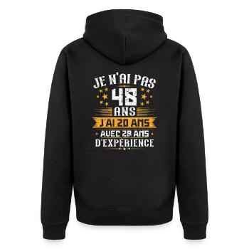 Je n'ai pas 48 ans, Cadeau d'anniversaire 48 ans - Veste à capuche bio Premium Unisexe - noir - Dos - Nico (187cm)