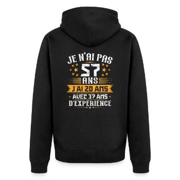 Je n'ai pas 77 ans, Cadeau d'anniversaire 77 ans - Veste à capuche bio Premium Unisexe - noir - Dos - Nico (187cm)