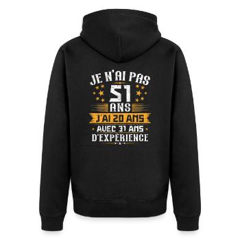 Je n'ai pas 51 ans, Cadeau d'anniversaire 51 ans - Veste à capuche bio Premium Unisexe - noir - Dos - Nico (187cm)