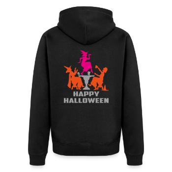 Hexenparty zur gruseligen Halloween-Nacht - Unisex Premium Bio Zip Hoodie - Schwarz - Hinten - Nico (187cm)