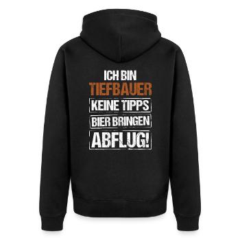 I'm a civil engineer - bring beer and take off - Unisex Premium Organic Zip Hoodie - black - Back - Nico (187cm)