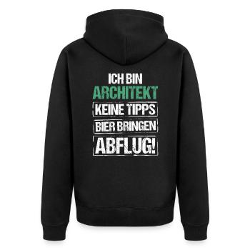 I'm an architect - bring beer and take off - Unisex Premium Organic Zip Hoodie - black - Back - Nico (187cm)
