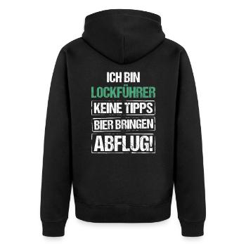 I'm a decoy guide - bring beer and take off - Unisex Premium Organic Zip Hoodie - black - Back - Nico (187cm)