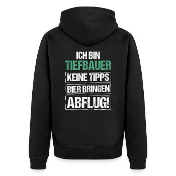 I'm a civil engineer - bring beer and take off - Unisex Premium Organic Zip Hoodie - black - Back - Nico (187cm)