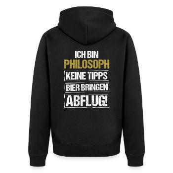 Je suis philosophe - apporte de la bière et décolle - Veste à capuche bio Premium Unisexe - noir - Dos - Nico (187cm)