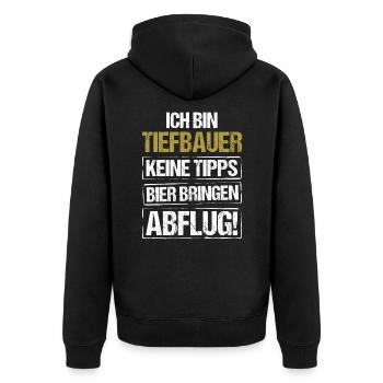I'm a civil engineer - bring beer and take off - Unisex Premium Organic Zip Hoodie - black - Back - Nico (187cm)