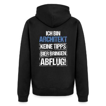 I'm an architect - bring beer and take off - Unisex Premium Organic Zip Hoodie - black - Back - Nico (187cm)