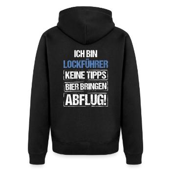 I'm a decoy guide - bring beer and take off - Unisex Premium Organic Zip Hoodie - black - Back - Nico (187cm)